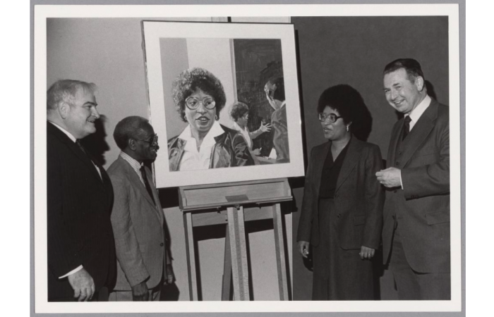 Unveiling portrait of Shirley Jackson, 1981