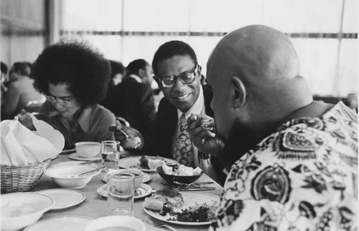 Ernest Cohen at a reunion of early Black alums, 1973