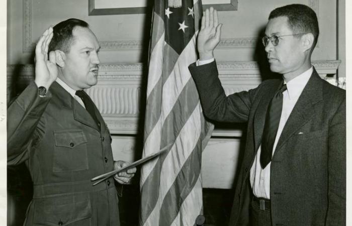 Edward Swain Hope sworn in as a Lieutenant, 1944