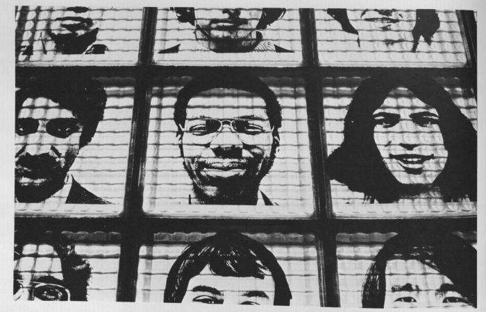 Rotch Library glass portrait mosaic, 1980