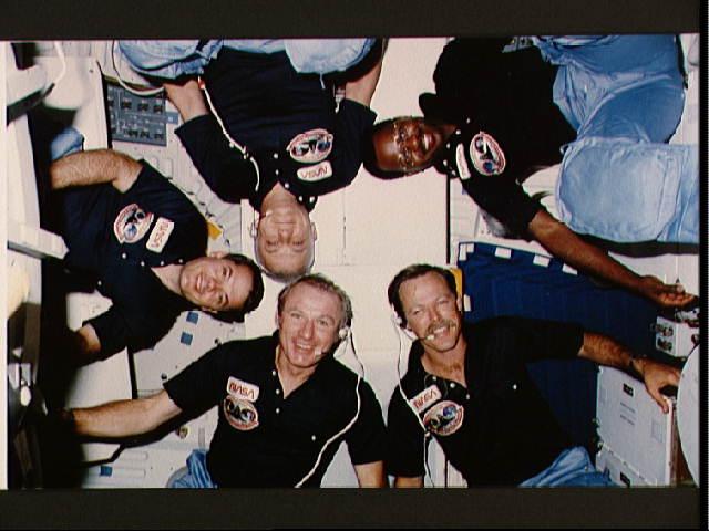 STS 41-B Crew in-cabin portrait, 1984