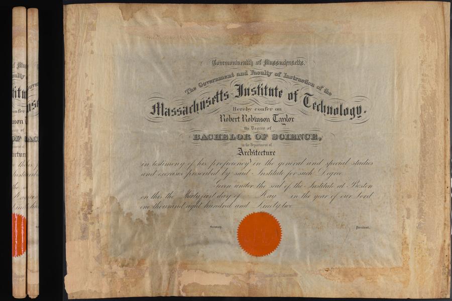 Robert Robinson Taylor's diploma, 1892/2022